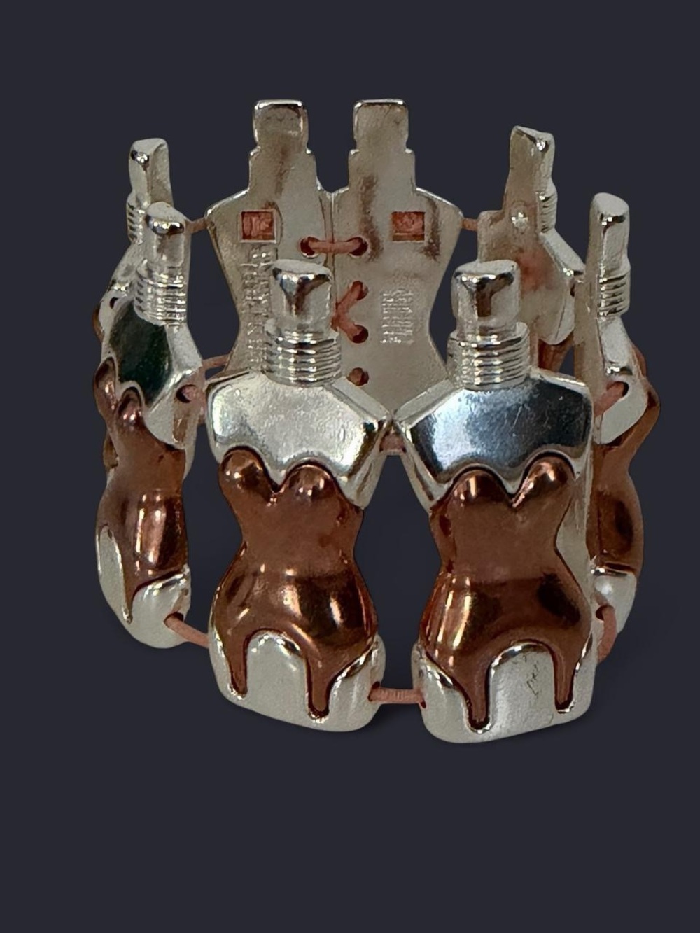 JPG Silver & copper Gold Corset Mannequin Link Stretch Bracelet